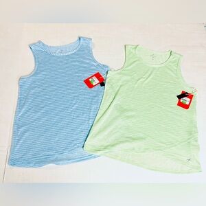 FREELY Girls NWT  Two Sleeveless Striped Tops - Blue and Green.      SIZE. XL